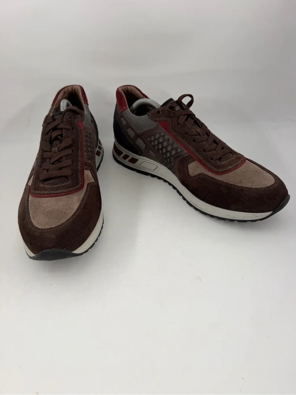 NeroGiardini Men’s Brown Suede -SZ 12.5- Red Detail Shoes Loafers Made in Italy